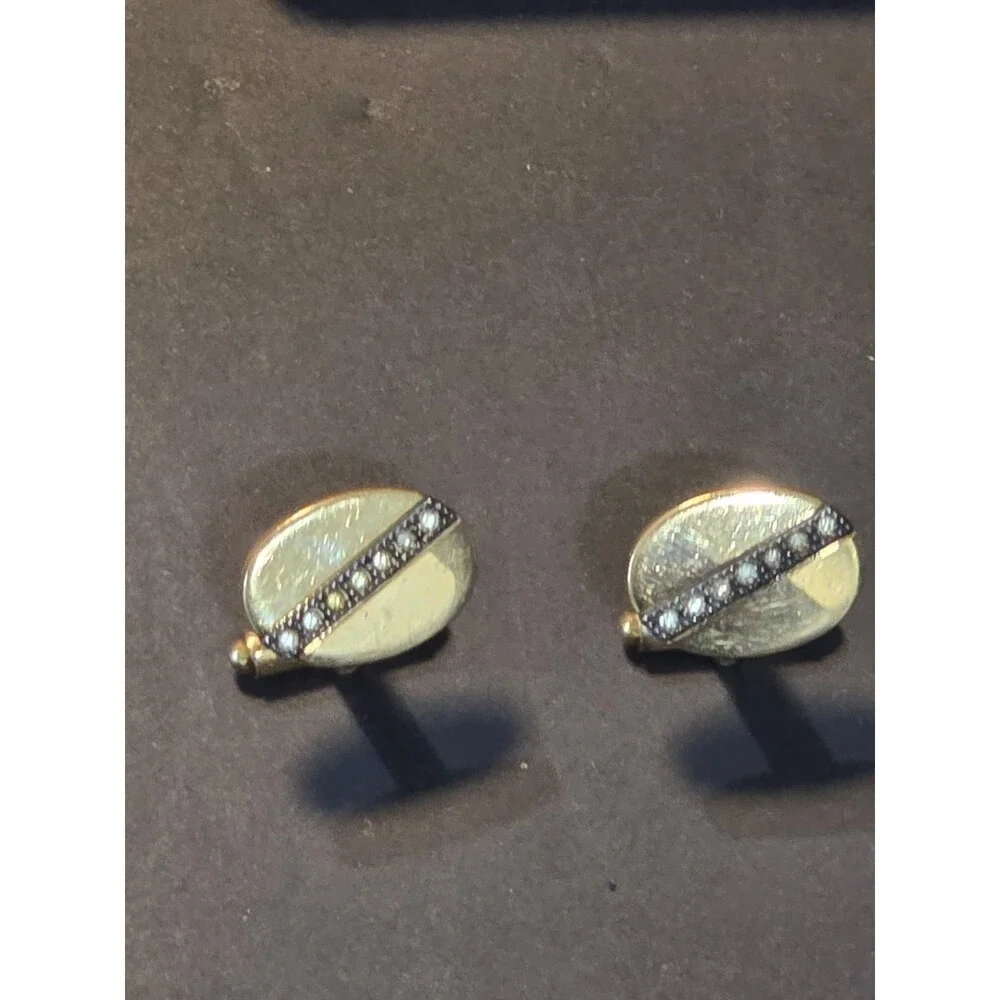 Vintage Pitman & Keeler 12K Gold Filled Rhinestone Cufflinks Set In Original Box